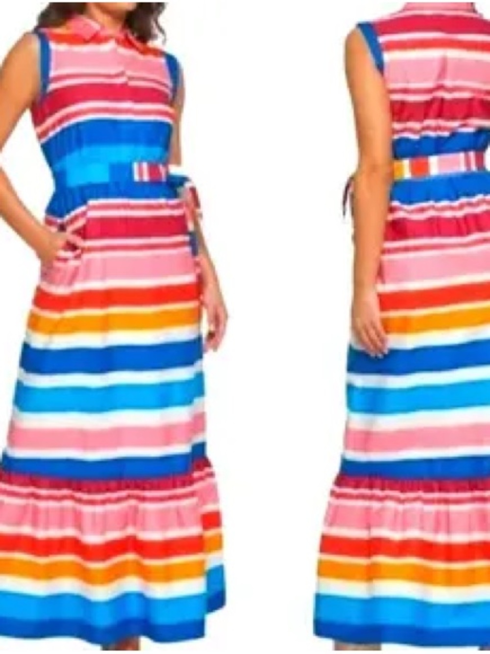 Kenzie Rainbow striped sleeveless maxi dress size 4